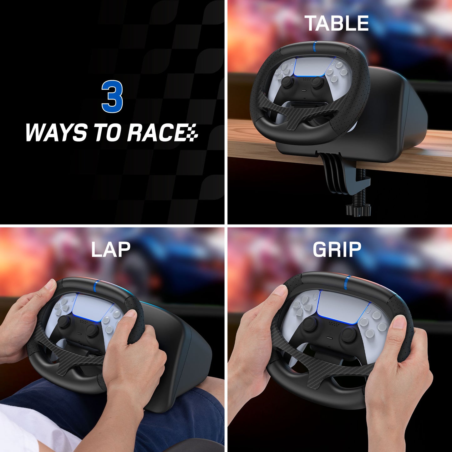 BASEKAMP AERO Racing Wheel Dock for DualSense Controllers - Gyro Racing - PS5, PC